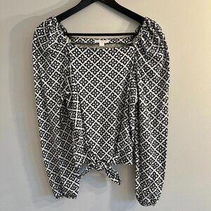 Charter Club Patterned Boatneck Blouse Size MP